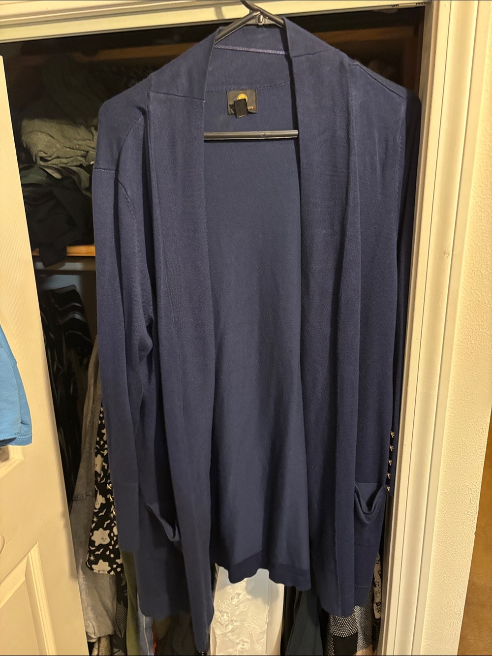 Women's Navy Open-Front Cardigan Jacket